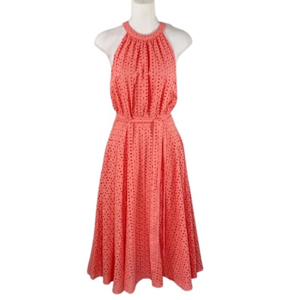 NWT NY&Co eyelet tie waist halter midi dress MM7